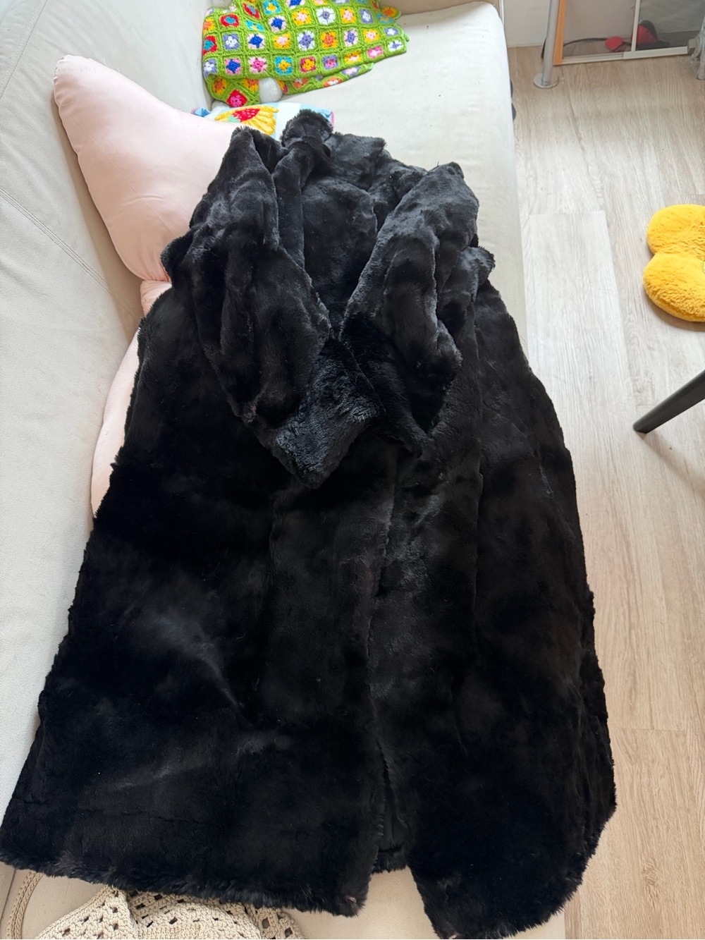 Black Faux Fur Coat